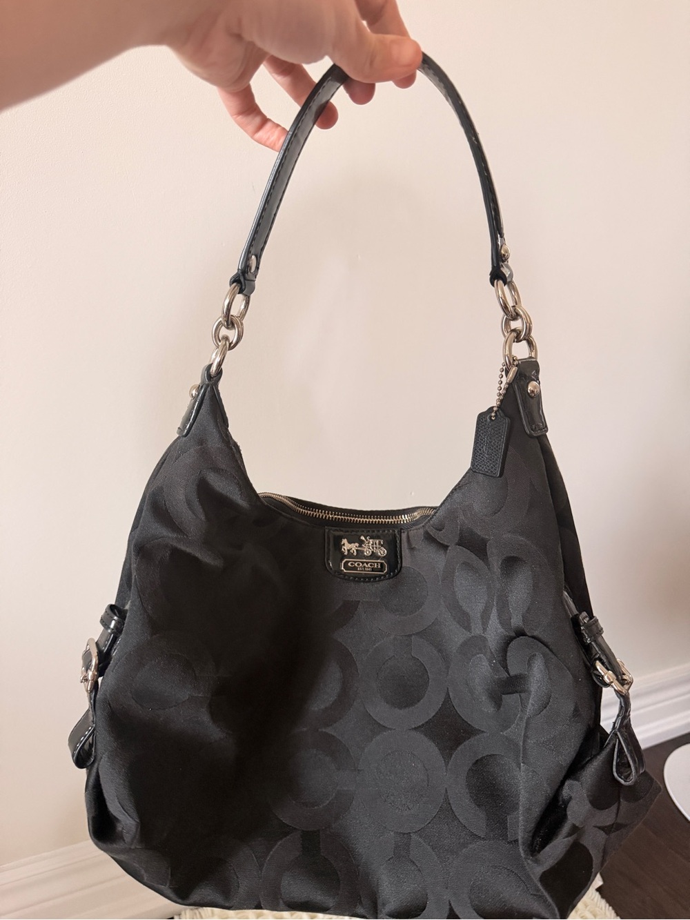 Coach Black Madison Op Art Sateen Bag 18653